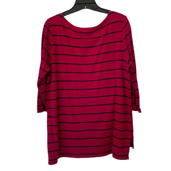 Tommy Hilfiger Women’s 3/4 Sleeve Striped Top Red Size Large - Picture 2 of 6
